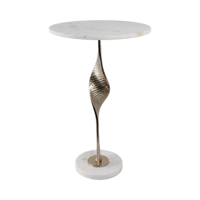 Metal, 24 Twisted Base Accent Table,white/gold Kd