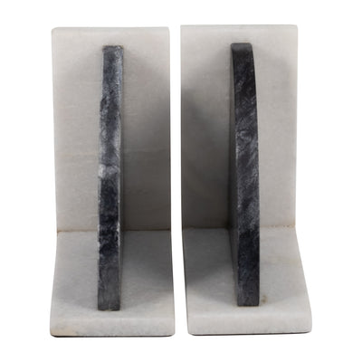 MARBLE,S/2 6H,ROUNDED BOOKENDS,BLACK/WHITE