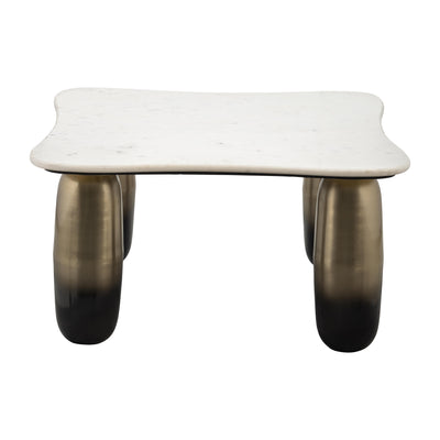 MARBLE/METAL, 30DX16H COFFEE TABLE, WHT/GLD