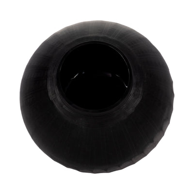 9 Etched Lines Rough Cut Bottom Vase, Black