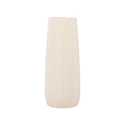 CER, 12 ETCHED LINES CYLINDER VASE, COTTON