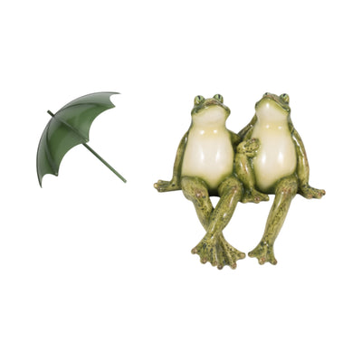 9 Sitting Frogs With Umbrella, Green