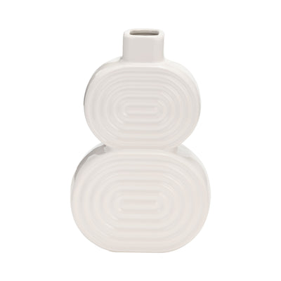 CER, 10 STACKED CIRCLES VASE, WHITE