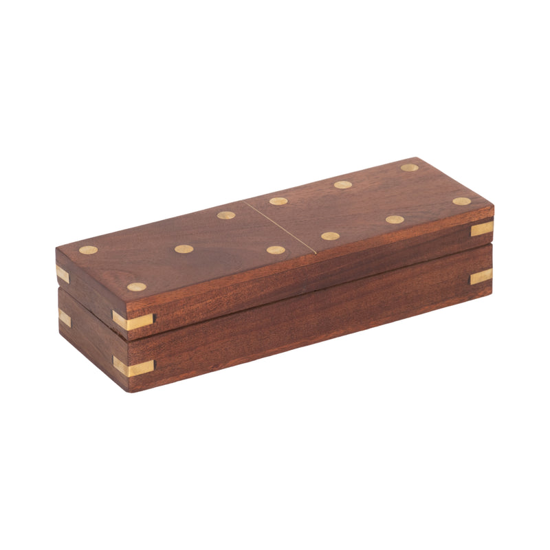 WOOD, 8X3 DOMINOES BOX, BROWN