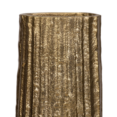 METAL, 35 RIBBED FLOOR VASE, GOLD