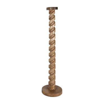 WOOD, 36 SPIRAL FLOOR PILLAR CANDLEHOLDER, NATURA