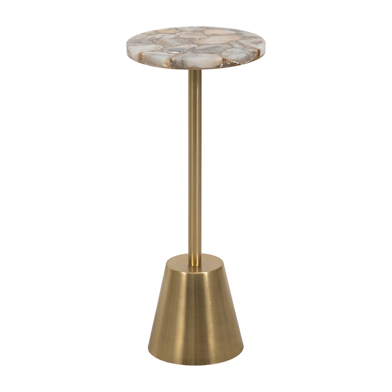 24 AGATE TOP POLISHED EDGE ACCENT TABLE, GOLD