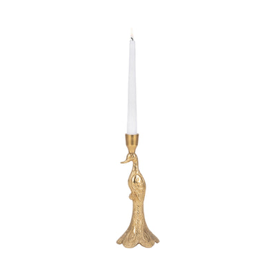 10 Peacock Taper Candle Holder, Gold