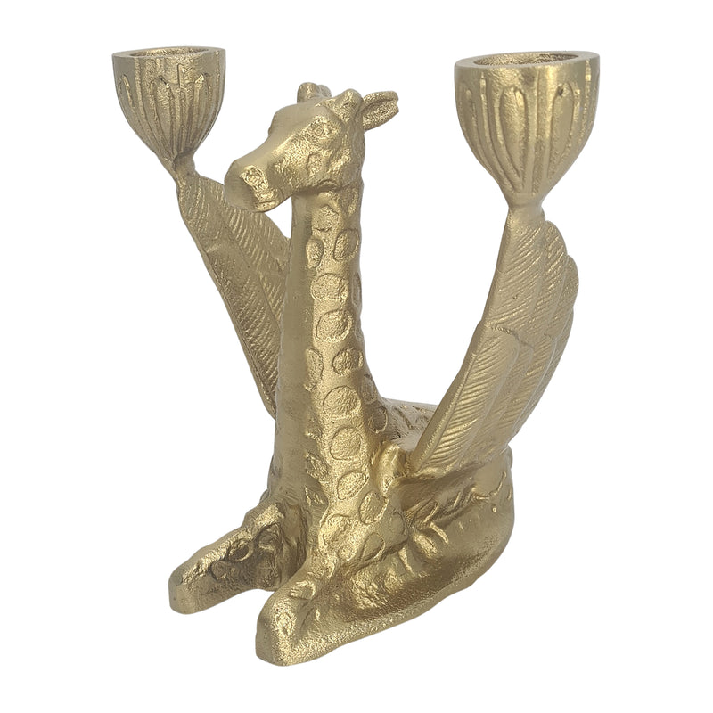 Metal, 6 Giraffe W/ Wings 2 Taper Candle Holder,