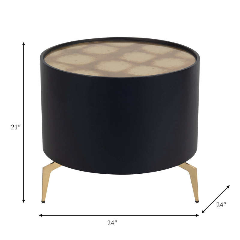 WOOD,24 GOLD LEAF TOP SIDE TABLE, BLK/GLD