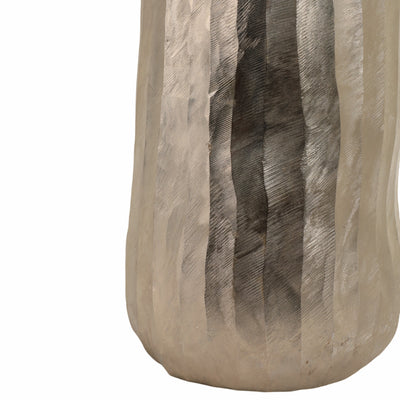 58 Rounded Etched Metal Floor Vase, Silver