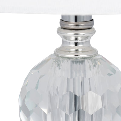 S/2 Crystal 19 Faceted Table Lamp, Silver