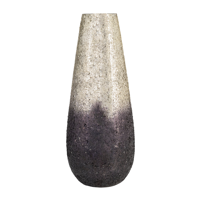 18 CRACKLED VASE, PLUM OMBRE