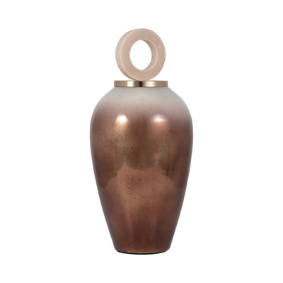 GLASS, 22 VASE ROUND RESIN TOPPER, COPPER