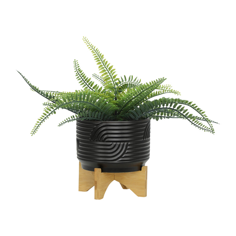 CER, 7 ABSTRACT PLANTER ON STAND, BLACK