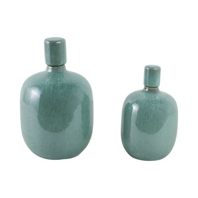 S/2 10/12 Corvallis Teal Ceramic Jars