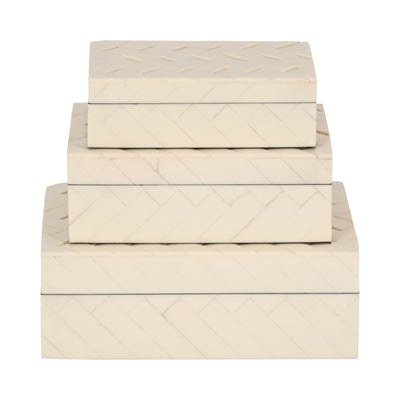 S/3 6/7/9 CHAIN BOXES, IVORY