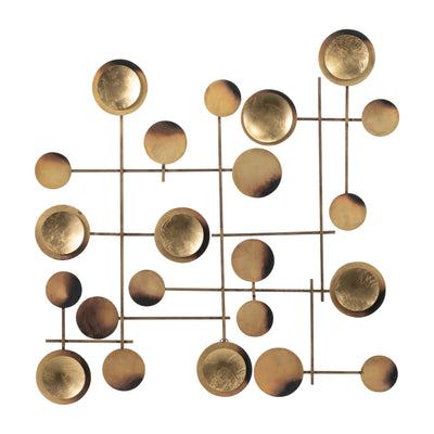 METAL, 29 CIRCLES METAL WALL DECO, GOLD