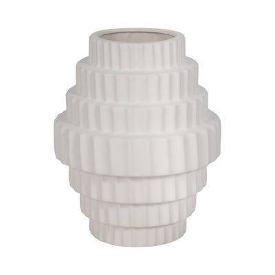 10 Textured Staggered Vase, White