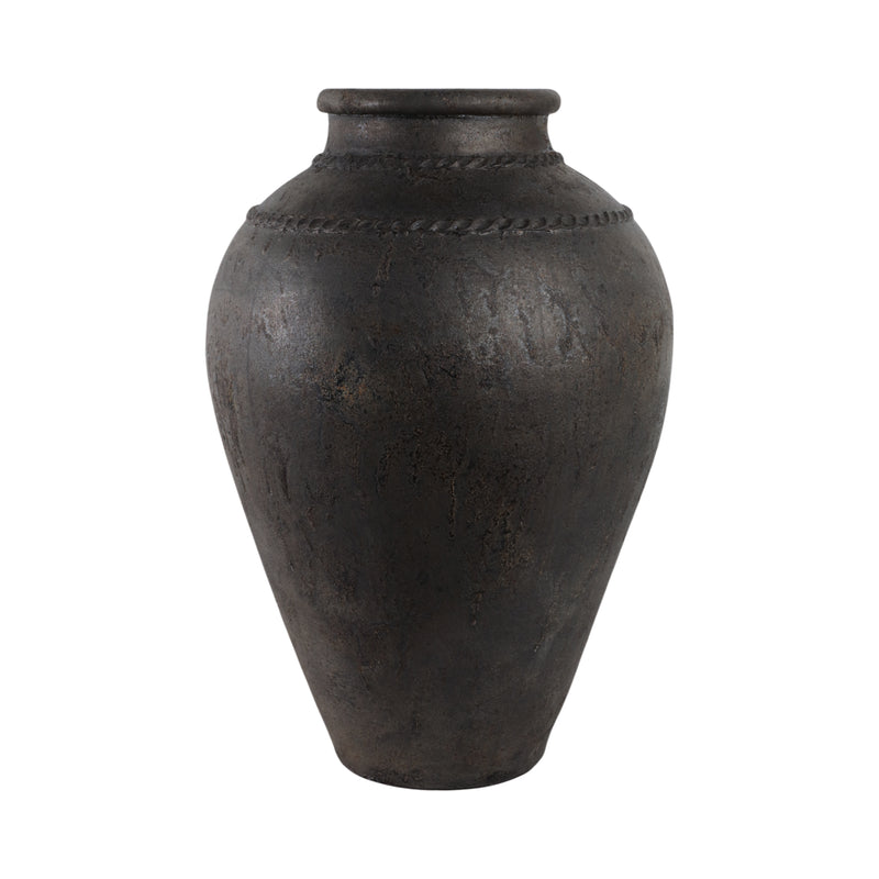 30 Terracotta Floor Vase, Rustic Black