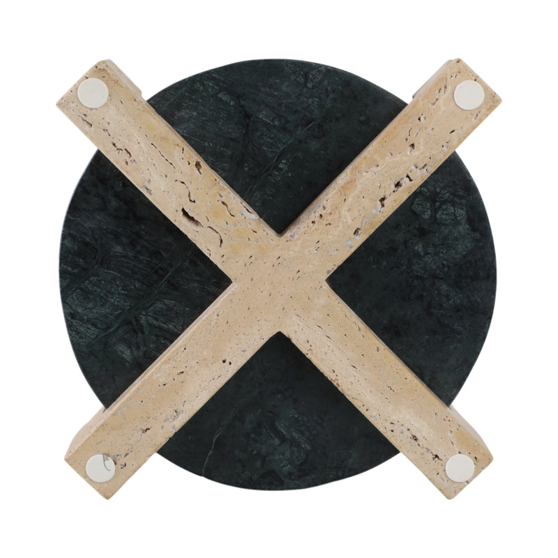 15 Archer Large Green Marble And Travertine Tray