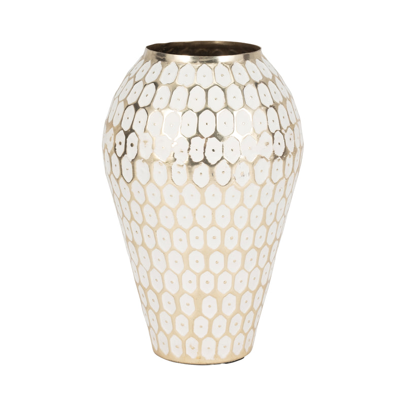 METAL, 11 TRIBAL URN VASE, GOLD