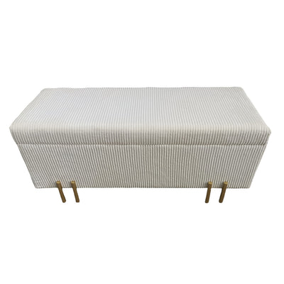 44 Pleated Bench W/ Legs, Cream