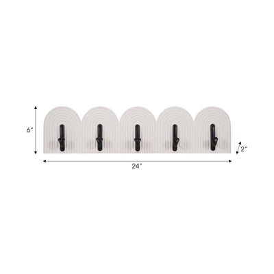 24 5-arch Wall Hooks, White