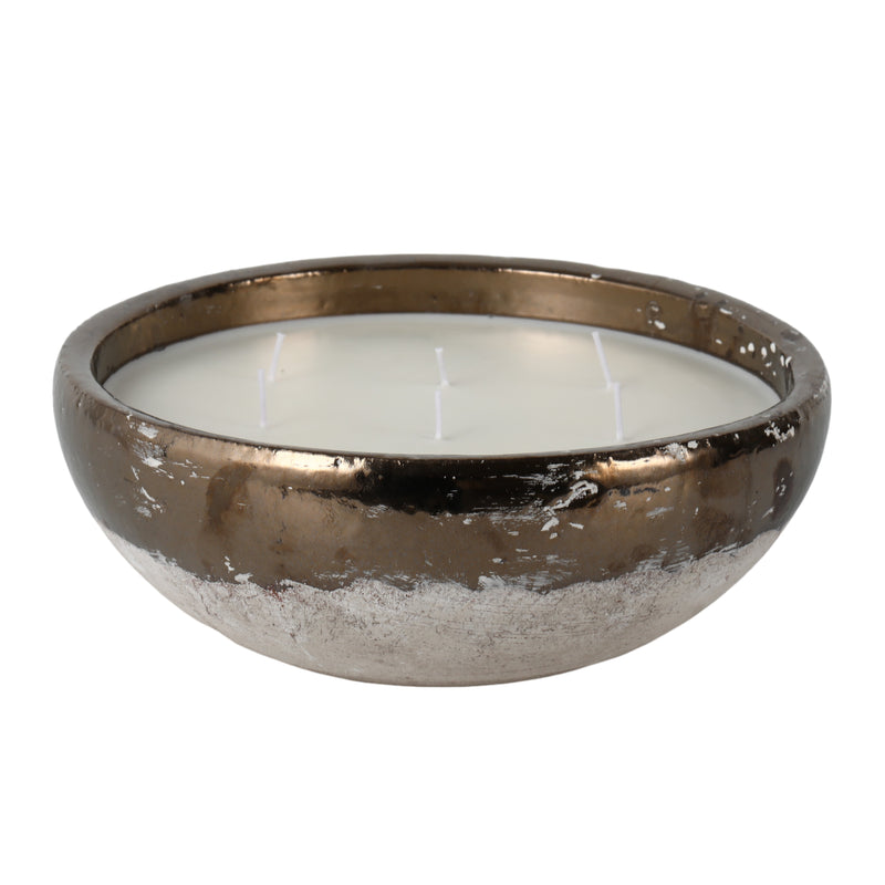 12 57 Oz Pine Bowl Candle, Grey/gold