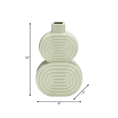 CER, 10 STACKED CIRCLES VASE, CUCUMBER