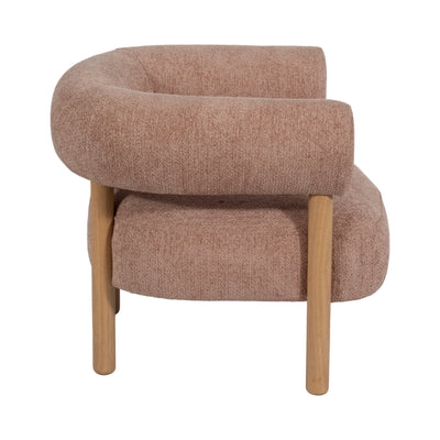 Roundback Accent Chair W/ Wood Legs, Pink