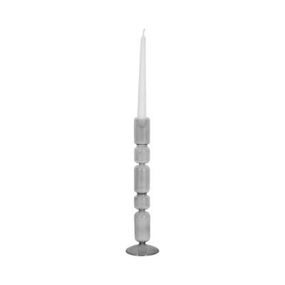 14 Mixed Bubble Taper Candleholder, Smoke