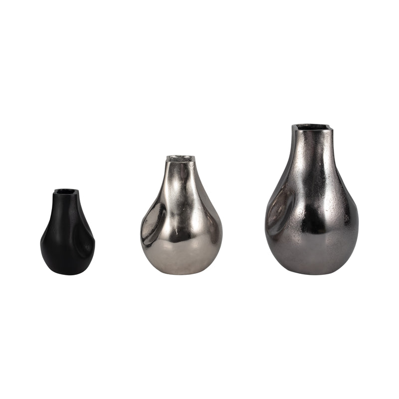 S/3 5/8/10 Jemmi Metal Cast Vases, Multi