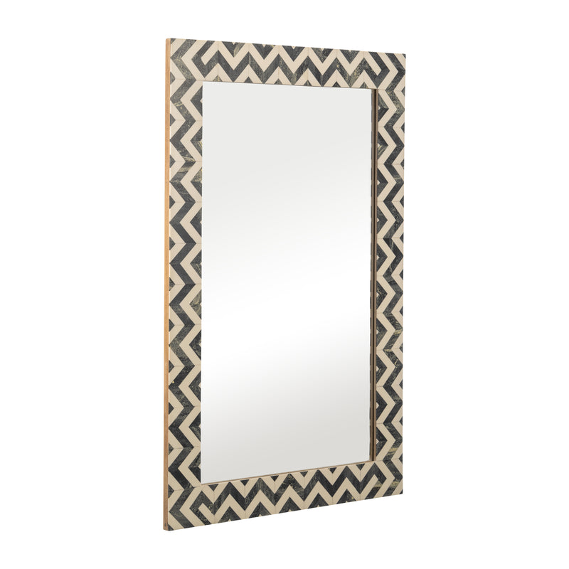 RESIN 24X36 CHEVRON RECT MIRROR GRAY/WHT