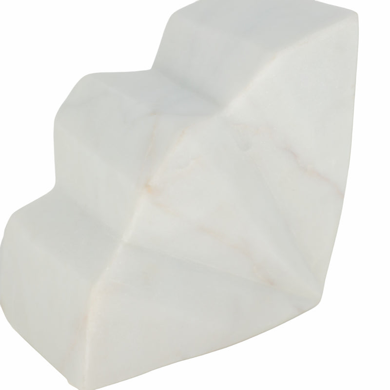 S/2 5 Semi Circle Fluted Marble Bookends, White