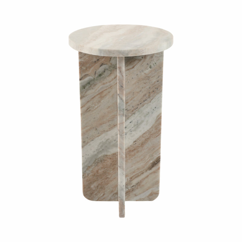 22 BELLISO LARGE ROUNDED MARBLE TABLE, BROWN