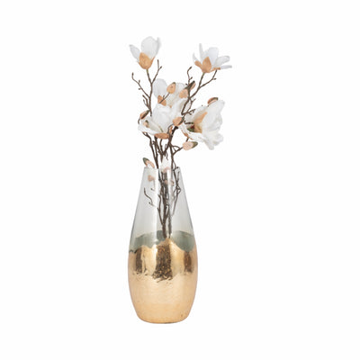 GLASS, 15 GOLD DIPPED VASE, CLEAR