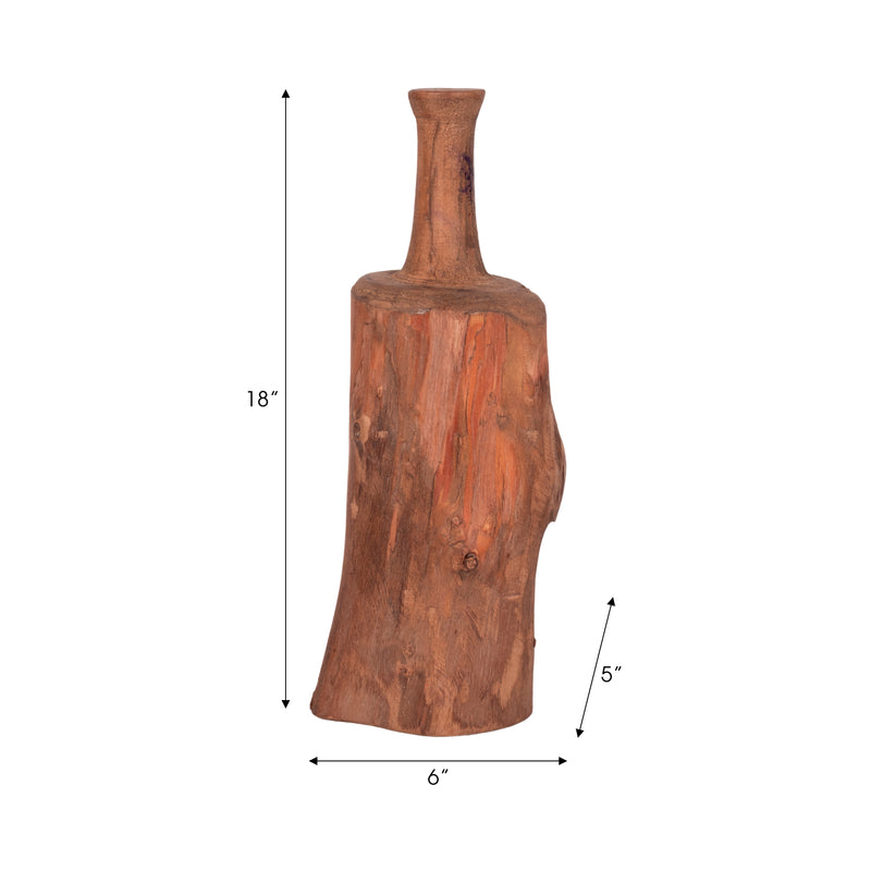 18 Reclaimed Wood Bottle Object, Brown