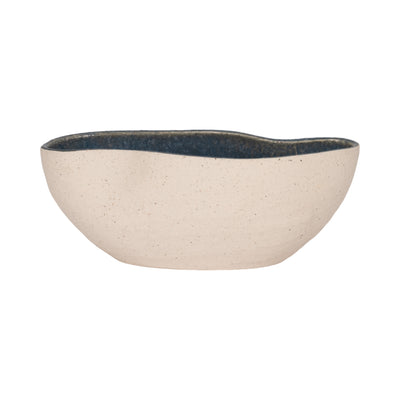 13 Reactive Curvy Oval Bowl, Blue/white