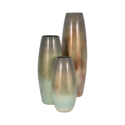 24 Curved Glass Vase Green Mercury Ombre, Multi