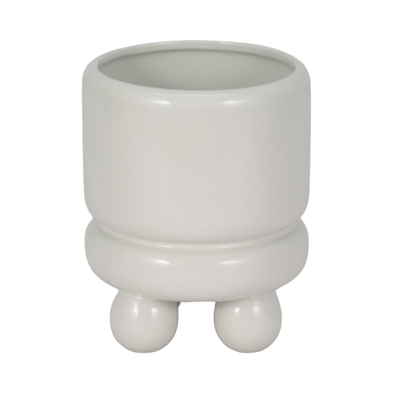 7 Knobby Footed Planter, White