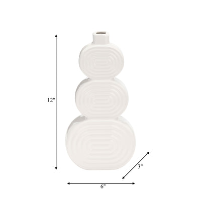 CER, 12 STACKED CIRCLES VASE, WHITE