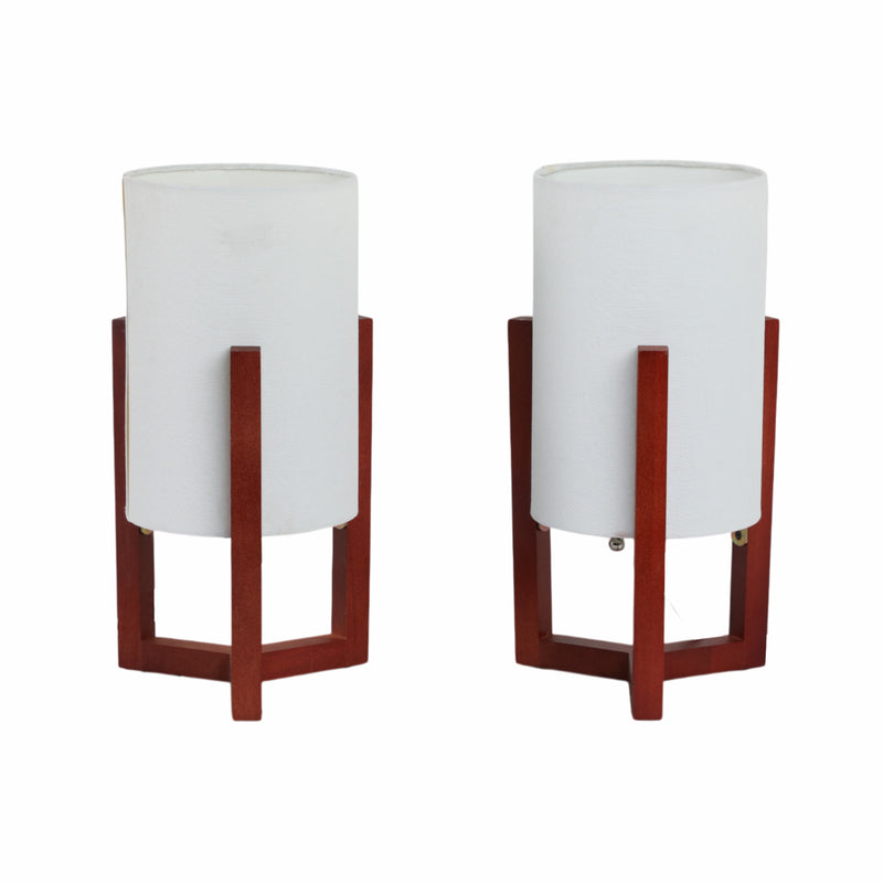 Wood,s/2,15h,cylnder Tripod Tbl Lamps,cherry/wht