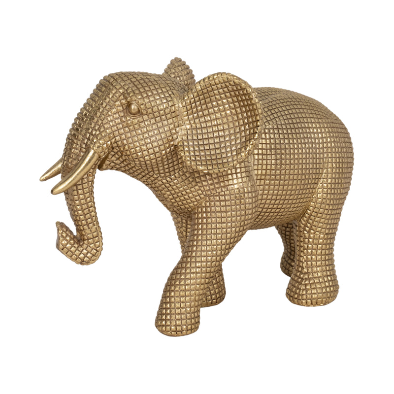 RESIN, 8 ELEPHANT DECO, GOLD