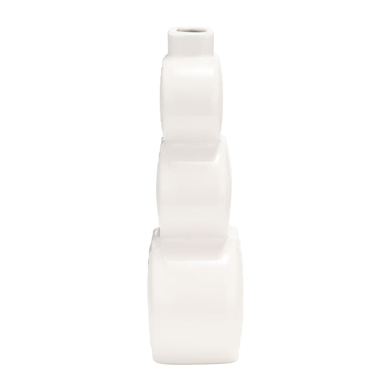 CER, 12 STACKED CIRCLES VASE, WHITE