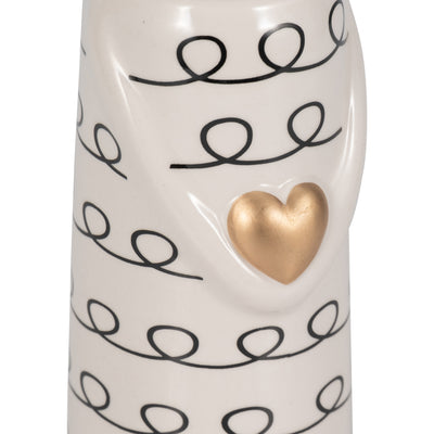 10 Squiggly Bunny With Gold Heart, White/black