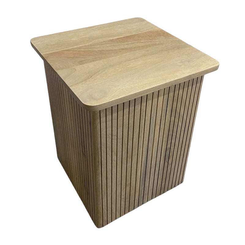 20 Square Ribbed Accent Table, Natural