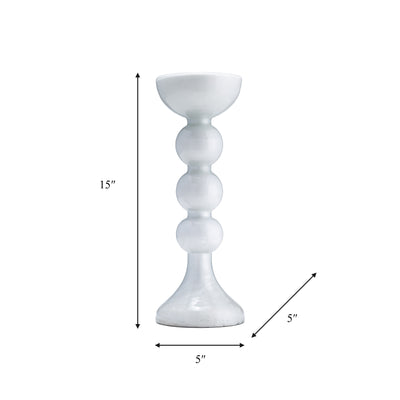 GLASS, 15H, BUBBLY CANDLE HOLDER, WHT ENAM