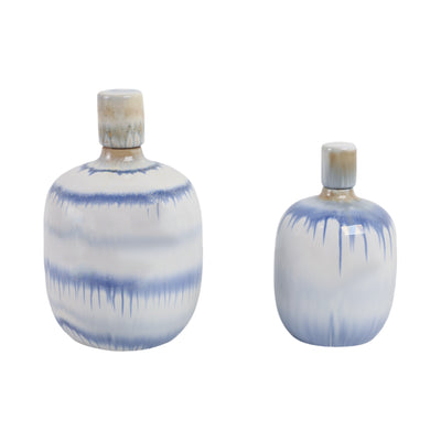 S/2 10/12 Medford Blue Ceramic Jars