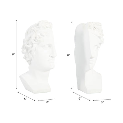 S/2 Resin, 9 Greek Goddess Bookends, White